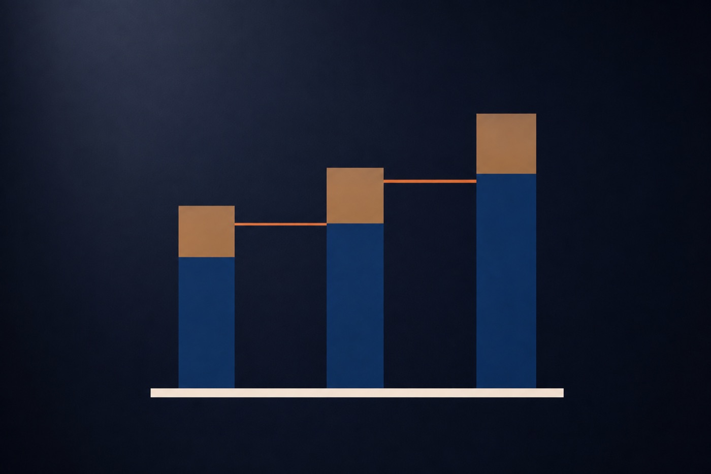 Three ascending panels joined by a single line, a diagram of the three-step selector
